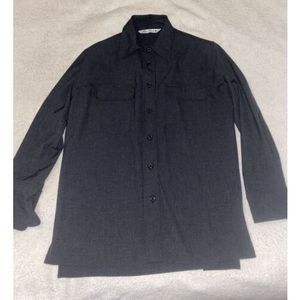Zara Button Up Shirt Mens S Black Long Sleeve Slim Fit Front Pockets Morocco